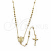 Oro Laminado Thin Rosary, Gold Filled Style Guadalupe and Crucifix Design, Polished, Golden Finish, 09.213.0086.24