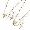 Oro Laminado Thin Rosary, Gold Filled Style Guadalupe and Crucifix Design, Polished, Golden Finish, 09.213.0086.24