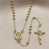 Oro Laminado Thin Rosary, Gold Filled Style Crucifix and Ball Design, Polished, Golden Finish, 09.213.0087.18