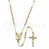 Oro Laminado Thin Rosary, Gold Filled Style Crucifix and Ball Design, Polished, Golden Finish, 09.213.0087.18
