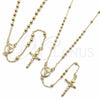 Oro Laminado Thin Rosary, Gold Filled Style Crucifix and Ball Design, Polished, Golden Finish, 09.213.0087.18