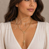 Oro Laminado Thin Rosary, Gold Filled Style Crucifix and Ball Design, Polished, Golden Finish, 09.213.0088.24