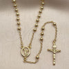 Oro Laminado Thin Rosary, Gold Filled Style Crucifix and Ball Design, Polished, Golden Finish, 09.213.0088.24