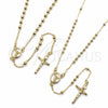 Oro Laminado Thin Rosary, Gold Filled Style Crucifix and Ball Design, Polished, Golden Finish, 09.213.0088.24