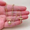 Oro Laminado Thin Rosary, Gold Filled Style Crucifix and Ball Design, Polished, Golden Finish, 09.213.0089.18