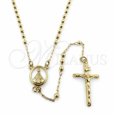 Oro Laminado Thin Rosary, Gold Filled Style Crucifix and Ball Design, Polished, Golden Finish, 09.213.0089.18