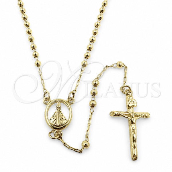 Oro Laminado Thin Rosary, Gold Filled Style Crucifix and Ball Design, Polished, Golden Finish, 09.213.0089.18