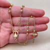 Oro Laminado Thin Rosary, Gold Filled Style Crucifix and Ball Design, Polished, Golden Finish, 09.213.0090.24