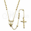 Oro Laminado Thin Rosary, Gold Filled Style Crucifix and Ball Design, Polished, Golden Finish, 09.213.0090.24