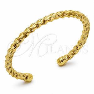 Oro Laminado Individual Bangle, Gold Filled Style Hollow and Twist Design, Polished, Golden Finish, 07.331.0007.1 (Thickness, One size fits all)