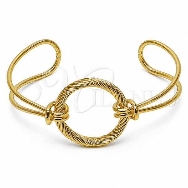 Oro Laminado Individual Bangle, Gold Filled Style Love Knot Design, Polished, Golden Finish, 07.331.0010 (30 MM Thickness, One size fits all)