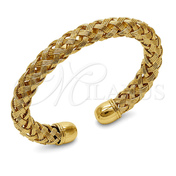 Oro Laminado Individual Bangle, Gold Filled Style Hollow Design, Polished, Golden Finish, 07.331.0012 (Thickness, One size fits all)