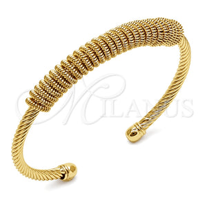 Oro Laminado Individual Bangle, Gold Filled Style Hollow and Spiral Design, Polished, Golden Finish, 07.331.0013 (Thickness, One size fits all)