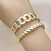Oro Laminado Individual Bangle, Gold Filled Style Miami Cuban Design, Polished, Golden Finish, 07.331.0026 (25 MM Thickness, One size fits all)