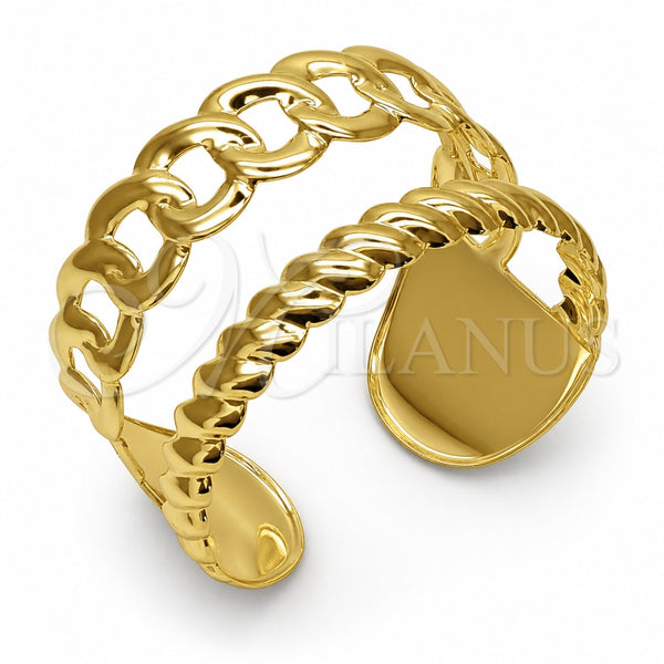 Oro Laminado Individual Bangle, Gold Filled Style Miami Cuban Design, Polished, Golden Finish, 07.331.0026 (25 MM Thickness, One size fits all)