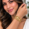 Oro Laminado Individual Bangle, Gold Filled Style Star and Moon Design, Polished, Golden Finish, 07.331.0019 (20 MM Thickness, One size fits all)