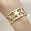 Oro Laminado Individual Bangle, Gold Filled Style Star and Moon Design, Polished, Golden Finish, 07.331.0019 (20 MM Thickness, One size fits all)