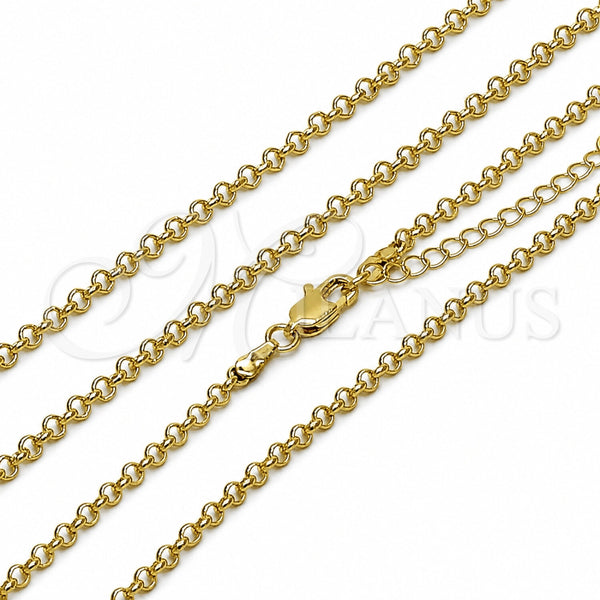 Oro Laminado Basic Necklace, Gold Filled Style Rolo Design, Polished, Golden Finish, 5.223.021.22 (03 MM Thickness, 22 Inches Length)