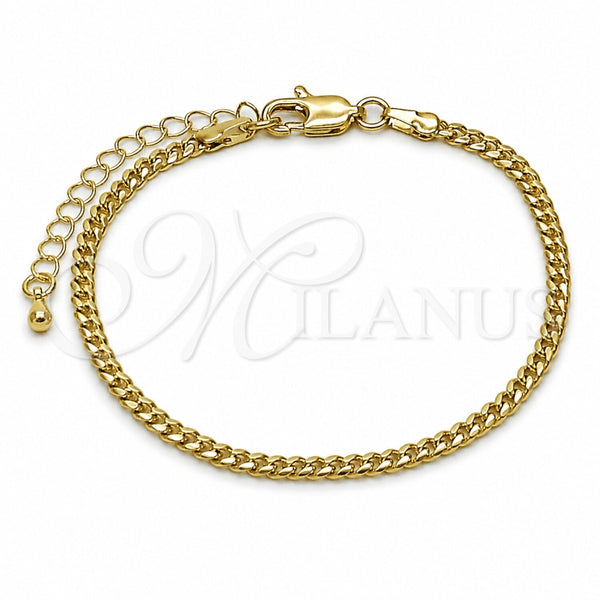 Oro Laminado Basic Bracelet, Gold Filled Style Miami Cuban Design, Diamond Cutting Finish, Golden Finish, 04.63.1424.06 (0.80 Gauge, Thickness, 6 Inches Length)