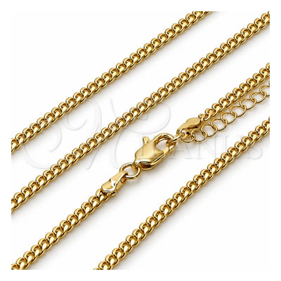 Oro Laminado Basic Anklet, Gold Filled Style Miami Cuban Design, Diamond Cutting Finish, Golden Finish, 04.63.1424.18 (0.80 Gauge, Thickness, 18 Inches Length)