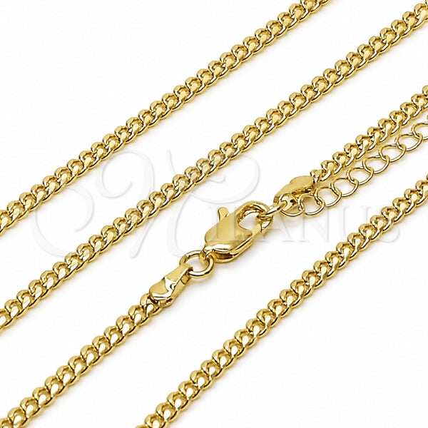 Oro Laminado Basic Anklet, Gold Filled Style Miami Cuban Design, Diamond Cutting Finish, Golden Finish, 04.63.1424.18 (0.80 Gauge, Thickness, 18 Inches Length)
