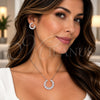 White Gold Filled Earring and Pendant Adult Set, with White Cubic Zirconia, Polished, Rhodium Finish, 10.264.0006