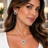 White Gold Filled Earring and Pendant Adult Set, Baguette Design, with White Cubic Zirconia, Polished, Rhodium Finish, 10.264.0007