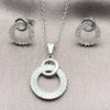 White Gold Filled Earring and Pendant Adult Set, Baguette Design, with White Cubic Zirconia, Polished, Rhodium Finish, 10.264.0007
