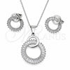 White Gold Filled Earring and Pendant Adult Set, Baguette Design, with White Cubic Zirconia, Polished, Rhodium Finish, 10.264.0007