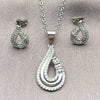 White Gold Filled Earring and Pendant Adult Set, Teardrop Design, with White Cubic Zirconia and White Micro Pave, Polished, Rhodium Finish, 10.264.0008
