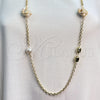Oro Laminado Fancy Necklace, Gold Filled Style Snail and Ball Design, with Ivory Mother of Pearl and Ivory Pearl, Polished, Golden Finish, 04.414.0001.38 (04 MM Thickness, 38 Inches Length)