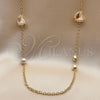 Oro Laminado Fancy Necklace, Gold Filled Style Snail and Ball Design, with Ivory Mother of Pearl and Ivory Pearl, Polished, Golden Finish, 04.414.0001.38 (04 MM Thickness, 38 Inches Length)