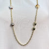 Oro Laminado Fancy Necklace, Gold Filled Style Turtle and Ball Design, with Ivory Mother of Pearl and Gray Pearl, Polished, Golden Finish, 04.414.0002.36 (04 MM Thickness, 36 Inches Length)