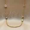 Oro Laminado Fancy Necklace, Gold Filled Style Turtle and Ball Design, with Ivory Mother of Pearl and Gray Pearl, Polished, Golden Finish, 04.414.0002.36 (04 MM Thickness, 36 Inches Length)