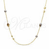 Oro Laminado Fancy Necklace, Gold Filled Style Turtle and Ball Design, with Ivory Mother of Pearl and Gray Pearl, Polished, Golden Finish, 04.414.0002.36 (04 MM Thickness, 36 Inches Length)