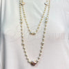 Oro Laminado Fancy Necklace, Gold Filled Style Shell and Ball Design, with Ivory Pearl and Ivory Mother of Pearl, Polished, Golden Finish, 04.414.0003.60 (06 MM Thickness, 60 Inches Length)