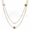 Oro Laminado Fancy Necklace, Gold Filled Style Shell and Ball Design, with Ivory Pearl and Ivory Mother of Pearl, Polished, Golden Finish, 04.414.0003.60 (06 MM Thickness, 60 Inches Length)