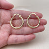 Oro Laminado Medium Hoop, Gold Filled Style Hollow Design, Diamond Cutting Finish, Golden Finish, 02.213.0247.1.25