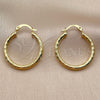 Oro Laminado Medium Hoop, Gold Filled Style Hollow Design, Diamond Cutting Finish, Golden Finish, 02.213.0247.1.25