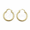 Oro Laminado Medium Hoop, Gold Filled Style Hollow Design, Diamond Cutting Finish, Golden Finish, 02.213.0247.1.25
