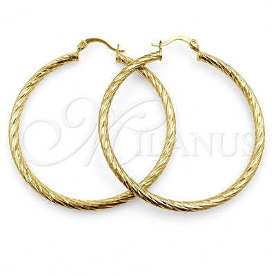 Oro Laminado Medium Hoop, Gold Filled Style Hollow Design, Diamond Cutting Finish, Golden Finish, 02.213.0247.1.50
