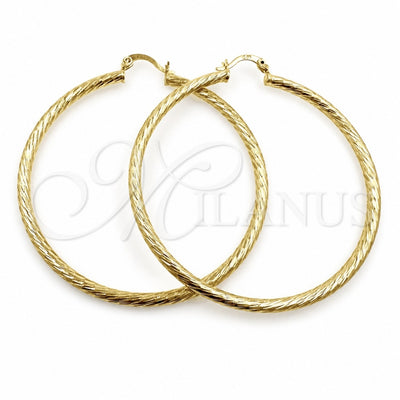 Oro Laminado Medium Hoop, Gold Filled Style Diamond Cutting Finish, Golden Finish, 02.213.0247.1.60