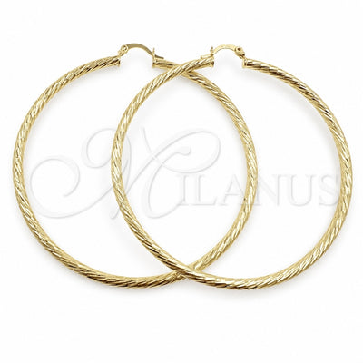 Oro Laminado Extra Large Hoop, Gold Filled Style Diamond Cutting Finish, Golden Finish, 02.213.0247.1.70
