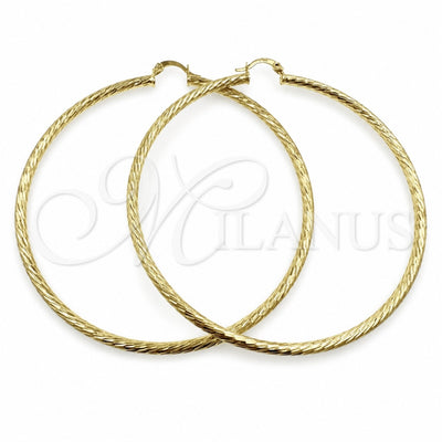 Oro Laminado Extra Large Hoop, Gold Filled Style Diamond Cutting Finish, Golden Finish, 02.213.0247.1.80