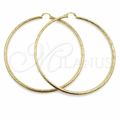 Oro Laminado Extra Large Hoop, Gold Filled Style Diamond Cutting Finish, Golden Finish, 02.213.0247.1.90