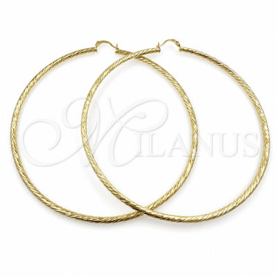 Oro Laminado Extra Large Hoop, Gold Filled Style Diamond Cutting Finish, Golden Finish, 02.213.0247.1.100