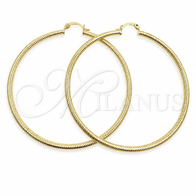 Oro Laminado Extra Large Hoop, Gold Filled Style Diamond Cutting Finish, Golden Finish, 02.213.0258.70
