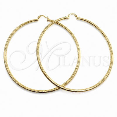 Oro Laminado Extra Large Hoop, Gold Filled Style Hollow Design, Diamond Cutting Finish, Golden Finish, 02.213.0258.90