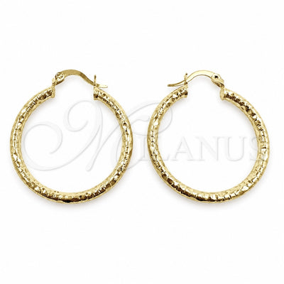 Oro Laminado Medium Hoop, Gold Filled Style Hollow Design, Diamond Cutting Finish, Golden Finish, 02.213.0259.1.30