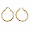 Oro Laminado Medium Hoop, Gold Filled Style Hollow Design, Diamond Cutting Finish, Golden Finish, 02.213.0259.1.30